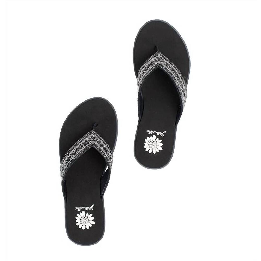 NEW YELLOWBOX women's dashna sandal in black & gray abstract - Picture 4 of 4